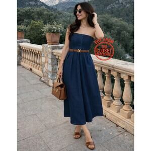 ZARA Blogger Fave Belted Strapless Dress NWT ✨ Elegant A-Line Size M